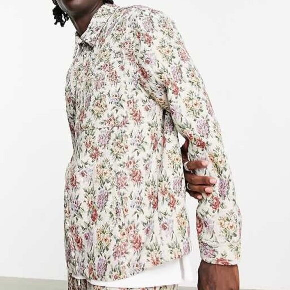 NWT Topman Tapestry Floral Grandma Full Zip Blazer Jacket Overshirt Sz M - Picture 2 of 11